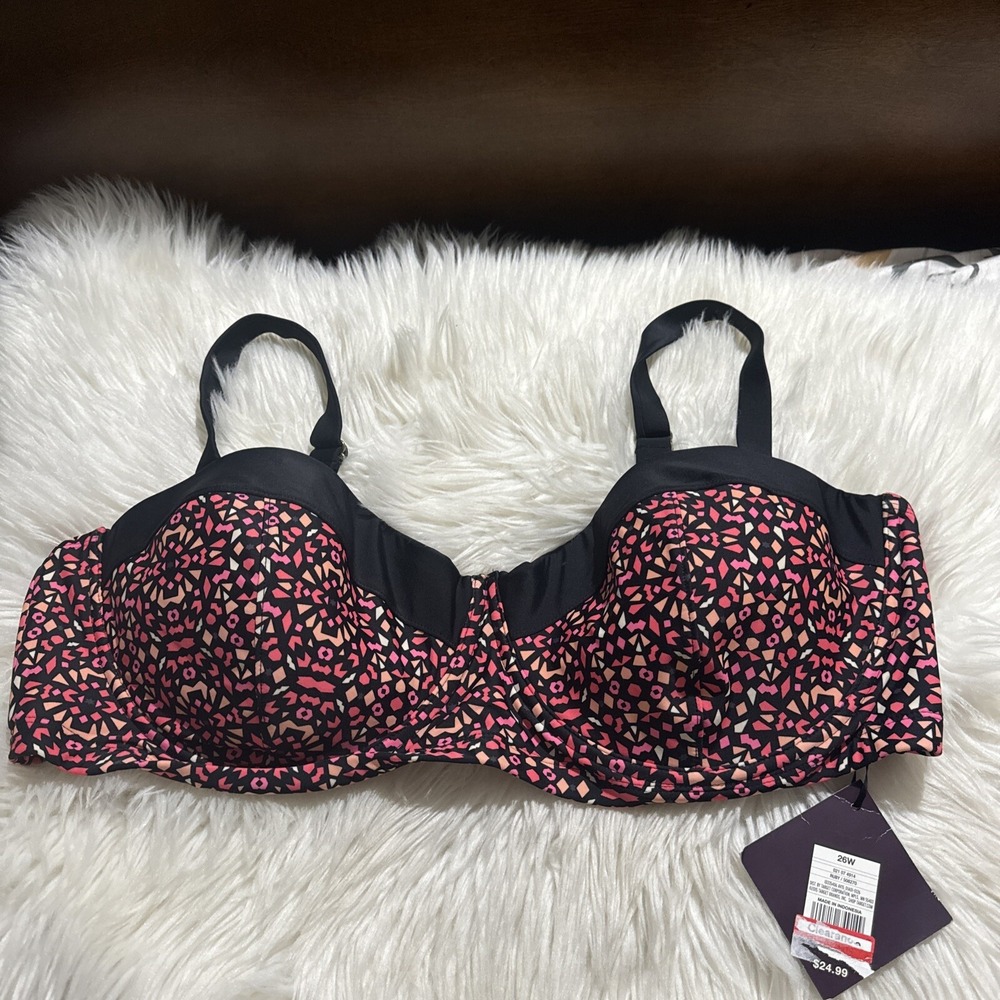 Ava Viv 26W Ruby Sexy Swimming Top Balconette Style Multicolored NWT